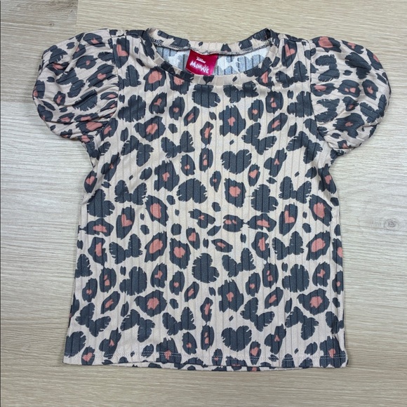 Disney Other - Disney Minnie Tan Beige and Black Patterned Bow Animal Print Top 4/5